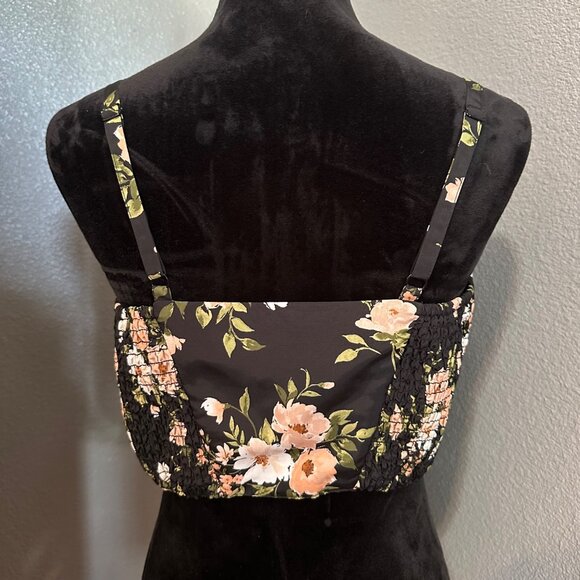 Old Navy The Occasion Cropped Tube Top Womens M Black Floral Coquette Soft Girl - Picture 7 of 8